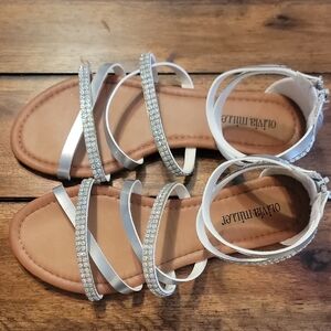 Olivia Miller Silver and White Womens Sandals